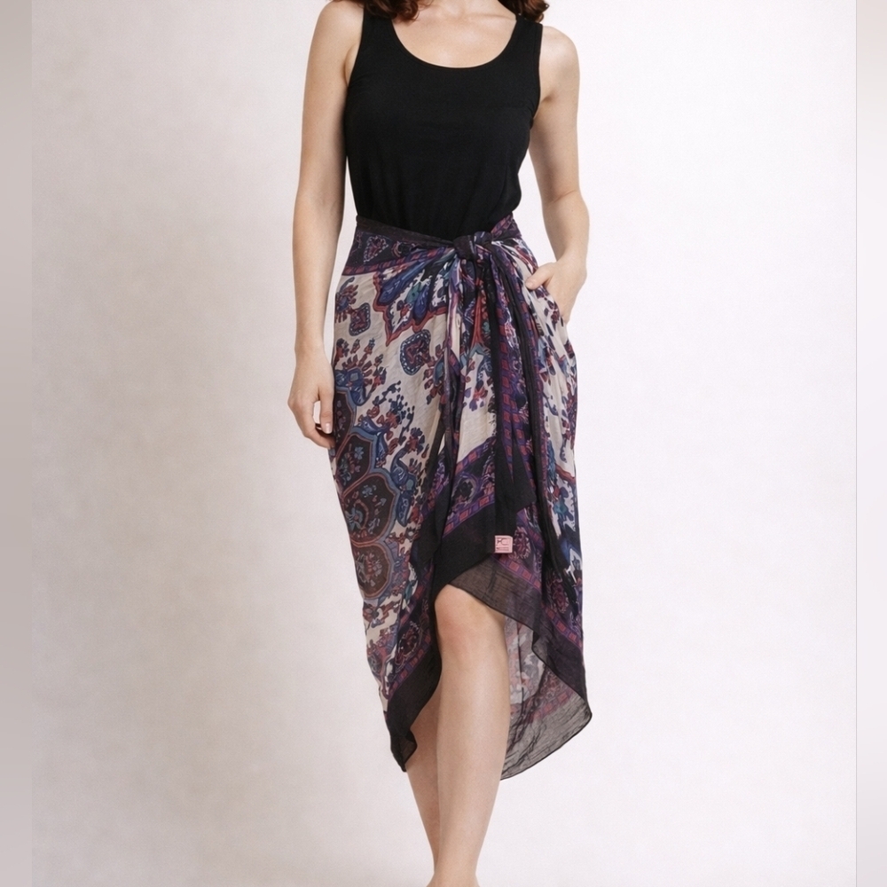 Theodora & CALLUM Floral Damask Gauze Blanket Shawl Wrap Dupatta Sarong